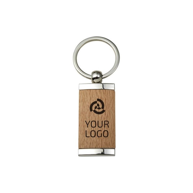 Porte-clés Personnalisé en Bois et Métal - Jennie Matières : bois Couleurs : brun goodies publicitaire événementiel