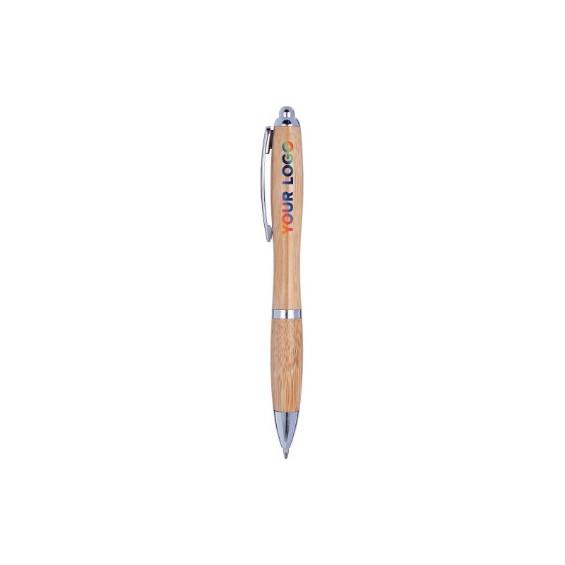 Stylo bille  en bambou personnalisé Carson Matières : bambou Couleurs : brun goodies publicitaire événementiel