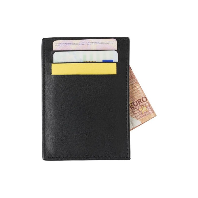 Porte-cartes RFID en cuir personnalisé Logan Matières : cuir Couleurs : noir personnalisable avec votre logo