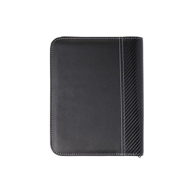 Conférencier zippé personnalisé en PU A5 Therese Matières : microfibre Couleurs : noir personnalisable avec votre logo
