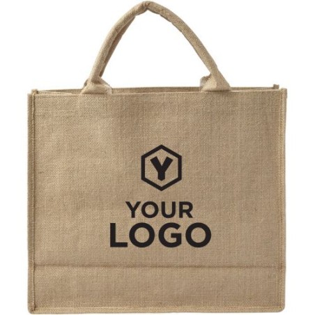 Sac shopping personnalisable en toile de jute - Ridley Matières : jute Couleurs : brun cadeau entreprise pas cher