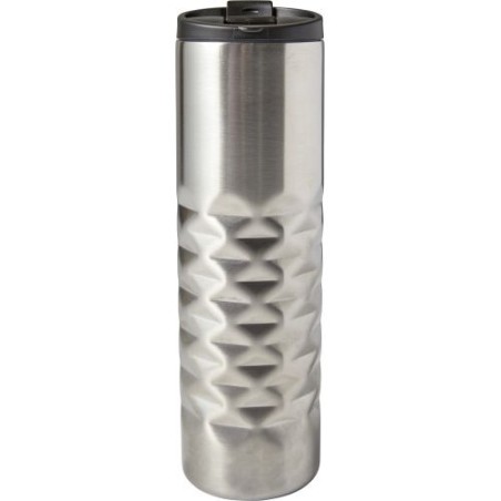 Bouteille isotherme personnalisée en acier de 450 ml - Kamir Matières : acier inoxydable Couleurs : argenté personnalisation rap