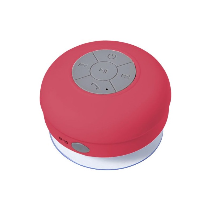 Enceinte Bluetooth étanche personnalisée - Jude Matières : plastique Couleurs : rouge goodies publicitaire événementiel