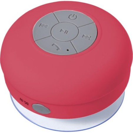 Enceinte Bluetooth étanche personnalisée - Jude Matières : plastique Couleurs : rouge goodies publicitaire événementiel