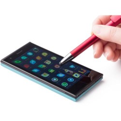 Stylo bille personnalisé élégant et économique pour smartphone - Calvin Matières : plastique Couleurs : blanc goodies publicitai