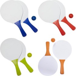 Set de 2 raquettes de plage en bois personnalisées économiques Eliza Matières : MDF Couleurs : rouge livraison express 24h 48h