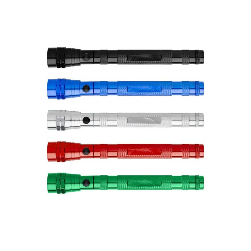 Torche flexible téléscopique personnalisée Aya Matières : caoutchouc Couleurs : noir marquage laser ultra précis
