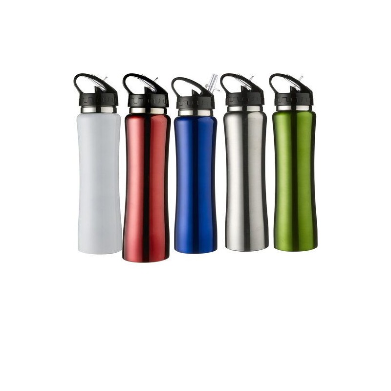 Gourde isotherme personnalisée double paroi 500 ml Teresa Matières : silicone Couleurs : argenté marquage laser ultra précis