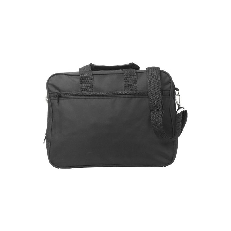 Sacoche publicitaire pratique en microfibre pour ordinateur 15'' Shaun Matières : microfibre Couleurs : noir personnalisable ave