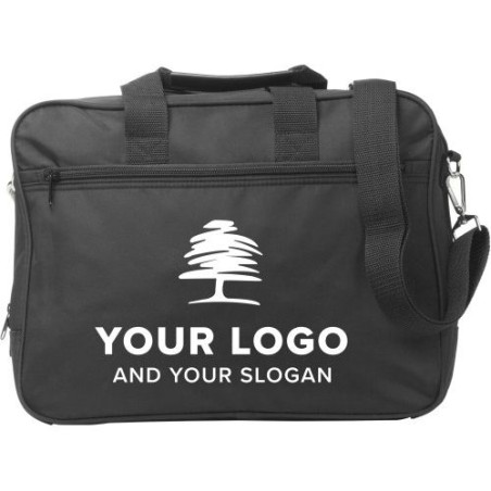 Sacoche publicitaire pratique en microfibre pour ordinateur 15'' Shaun Matières : microfibre Couleurs : noir cadeau entreprise p
