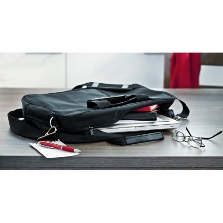 Sacoche publicitaire pratique en microfibre pour ordinateur 15'' Shaun Matières : microfibre Couleurs : noir livraison express 2