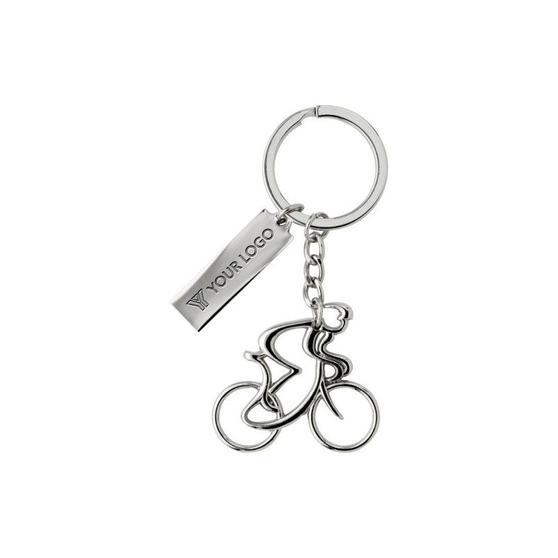 Porte-clés en métal personnalisé 'Cycliste' - Cirilio Matières : métal Couleurs : argenté personnalisable avec votre logo