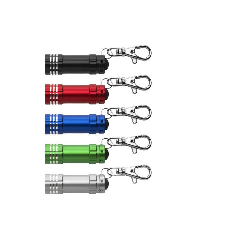 Porte-clés en aluminium pratique et personnalisable avec torche Anna Matières : métal Couleurs : noir marquage laser ultra préci
