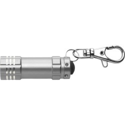 Porte-clés en aluminium pratique et personnalisable avec torche Anna Matières : métal Couleurs : argenté cadeau entreprise pas c