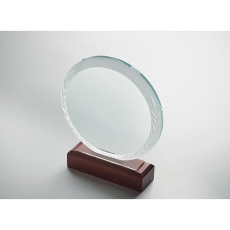 Trophée Ronde Personnalisé Élégant KEEN Matières : verre Couleurs : marron marquage laser ultra précis