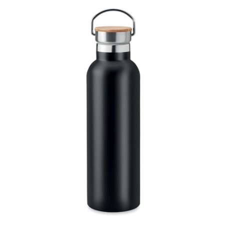 Bouteille isotherme double paroi 750ml personnalisée - Helsinki Matières : acier inoxydable Couleurs : noir personnalisable avec