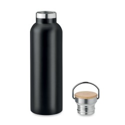 Bouteille isotherme double paroi 750ml personnalisée - Helsinki Matières : acier inoxydable Couleurs : noir impression haute déf