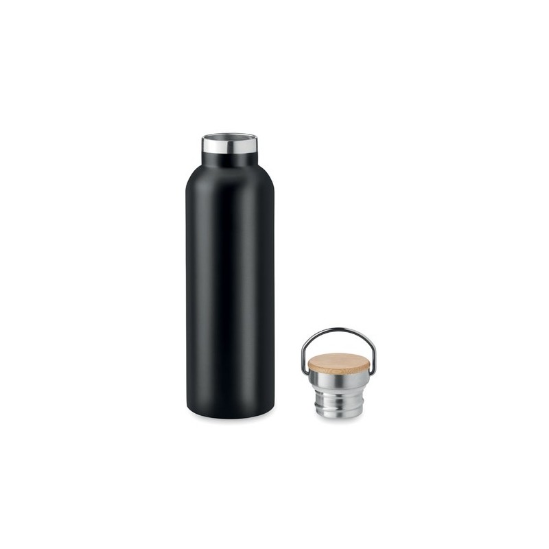 Bouteille isotherme double paroi 750ml personnalisée - Helsinki Matières : acier inoxydable Couleurs : noir impression haute déf