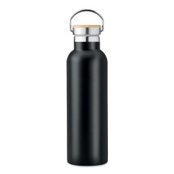 Bouteille isotherme double paroi 750ml personnalisée - Helsinki Matières : acier inoxydable Couleurs : noir marquage couleur écl