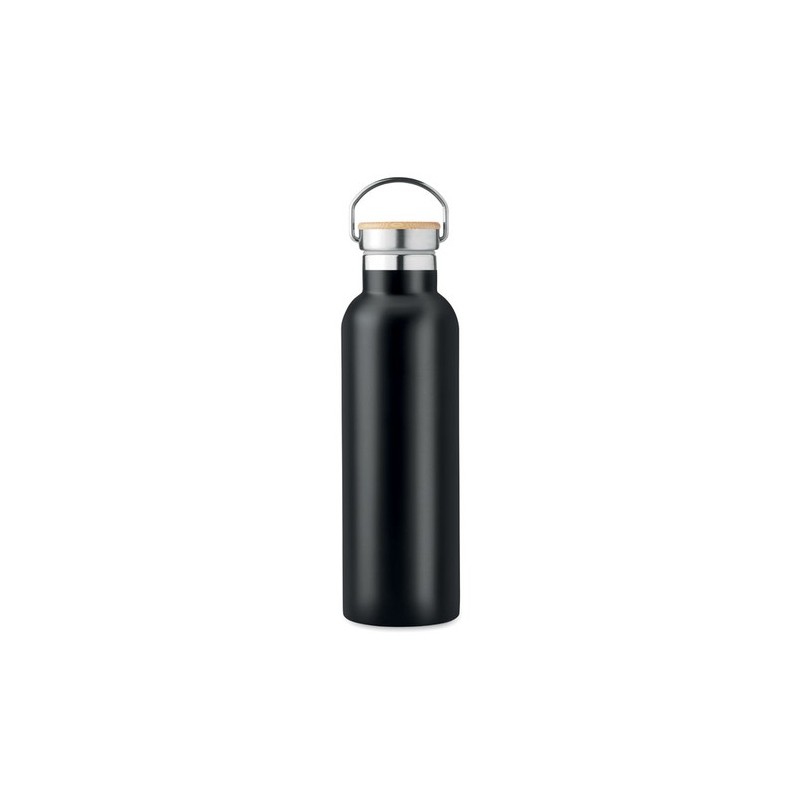 Bouteille isotherme double paroi 750ml personnalisée - Helsinki Matières : acier inoxydable Couleurs : noir marquage couleur écl
