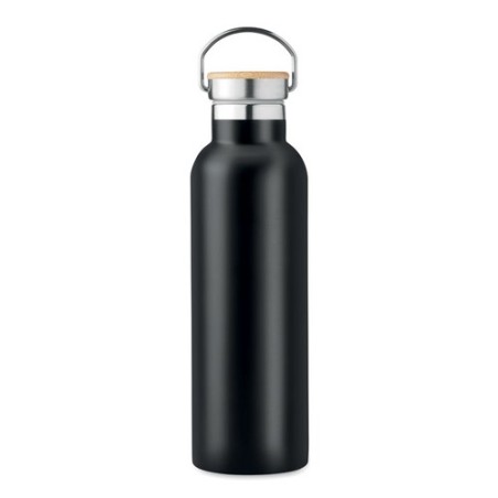 Bouteille isotherme double paroi 750ml personnalisée - Helsinki Matières : acier inoxydable Couleurs : noir marquage couleur écl