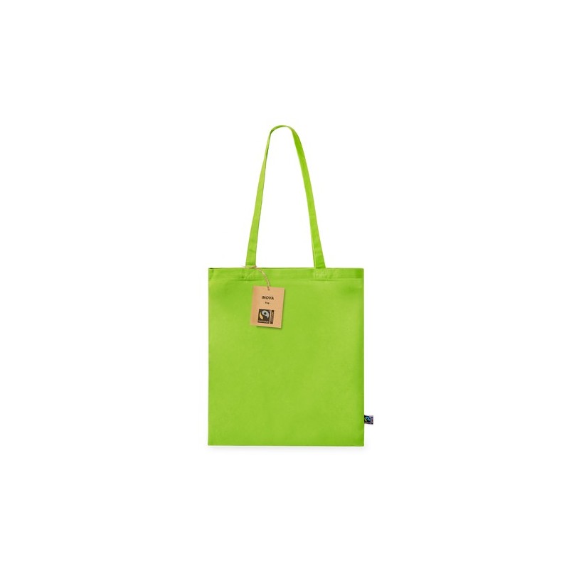 Sac Éthique Personnalisé de Shopping Inova Fairtrade pas cher Matières : coton Couleurs : vert clair marquage laser ultra précis