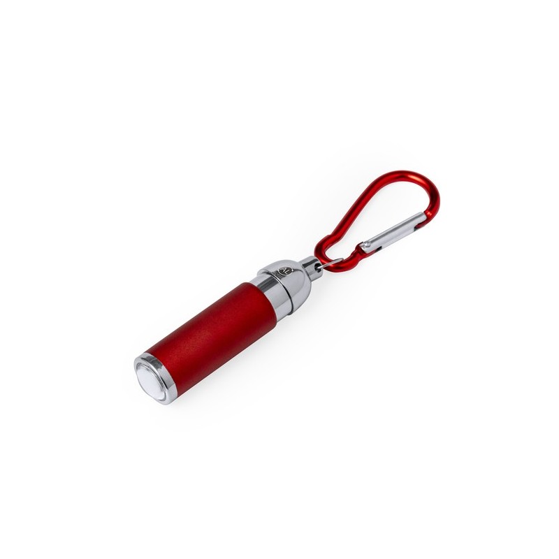 Porte-Clés Éco-responsable Pratique Personnalisé avec Lampe Wols Matières : aluminium recyclé  Couleurs : rouge marquage couleur