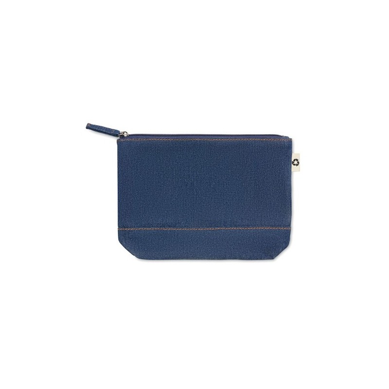 Trousse Éco-responsable Personnalisée en Denim Recyclé STYLE POUCH Matières : coton recyclé Couleurs : bleu personnalisable avec
