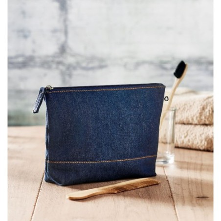 Trousse Éco-responsable Personnalisée en Denim Recyclé STYLE POUCH Matières : coton recyclé Couleurs : bleu impression haute déf
