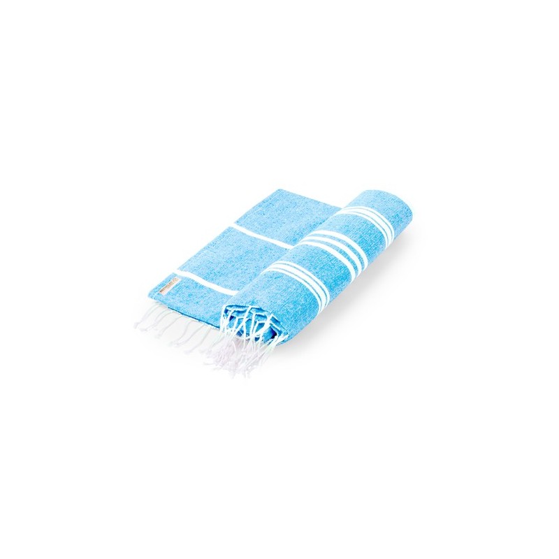 Paréo Serviette Personnalisée Douceur pas cher - Harlow Matières : coton recyclé Couleurs : bleu clair cadeau collaborateur prem