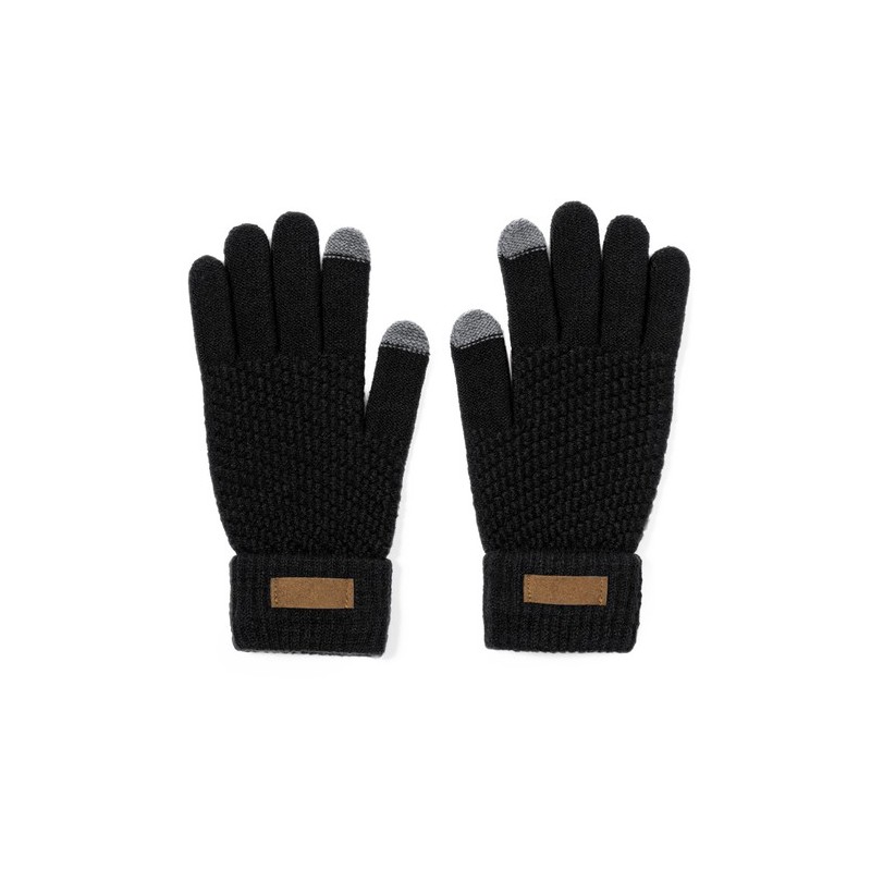 Gants Éco-responsables Tactiles Personnalisés Demsey pas cher Couleurs : noir Matières : polyester recyclé