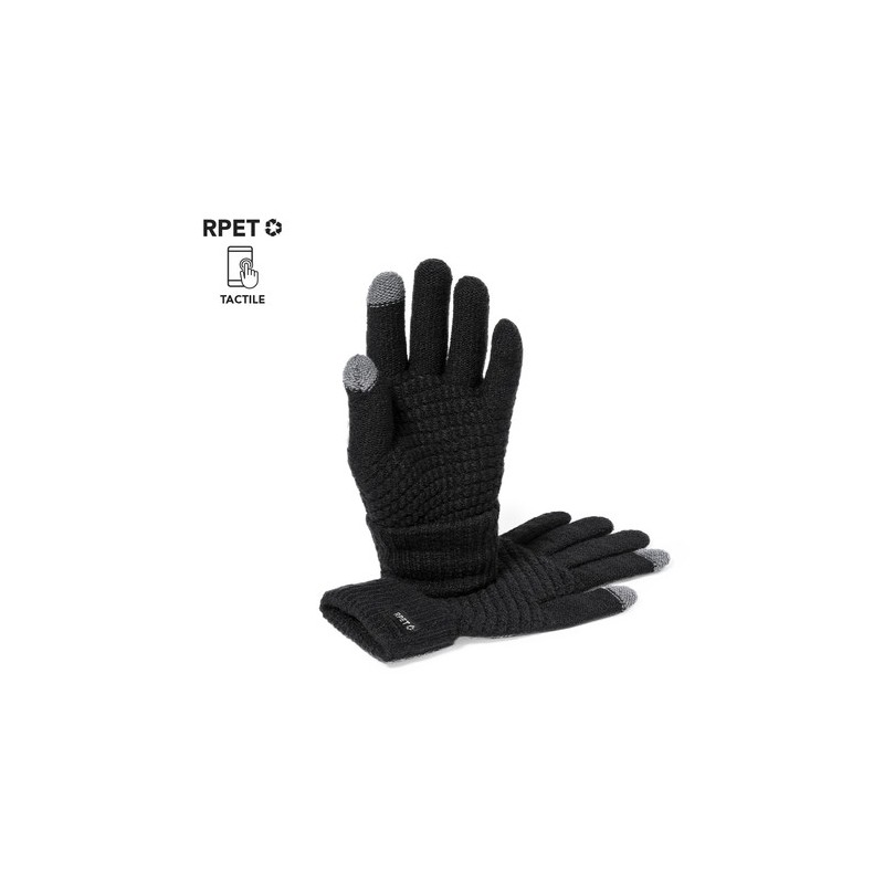 Gants Éco-responsables Tactiles Personnalisés Demsey pas cher Couleurs : noir Matières : polyester recyclé personnalisable avec 