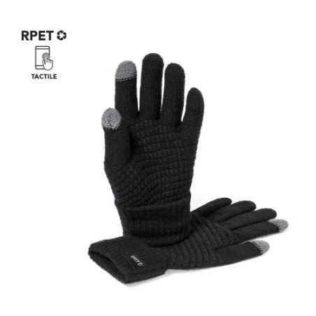 Gants Éco-responsables Tactiles Personnalisés Demsey pas cher Couleurs : noir Matières : polyester recyclé personnalisable avec 