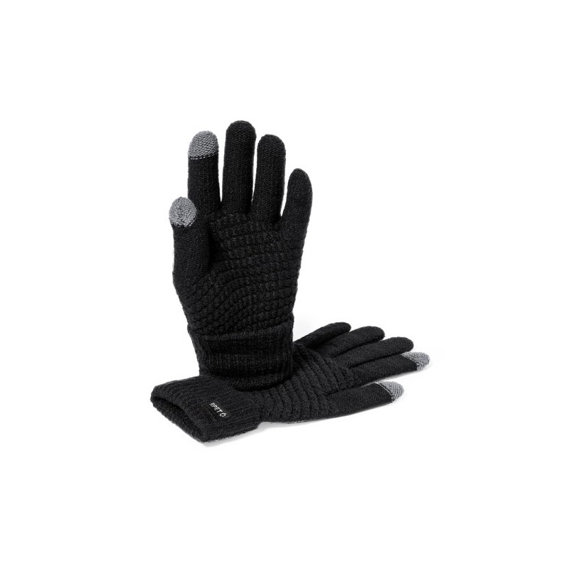 Gants Éco-responsables Tactiles Personnalisés Demsey pas cher Couleurs : noir Matières : polyester recyclé cadeau entreprise pas