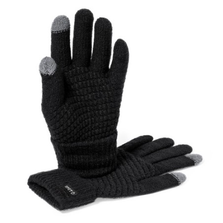 Gants Éco-responsables Tactiles Personnalisés Demsey pas cher Couleurs : noir Matières : polyester recyclé cadeau entreprise pas