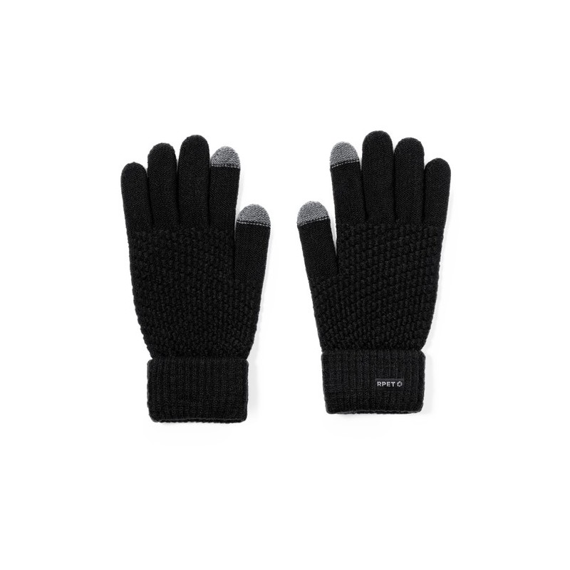 Gants Éco-responsables Tactiles Personnalisés Demsey pas cher Couleurs : noir Matières : polyester recyclé goodies publicitaire 