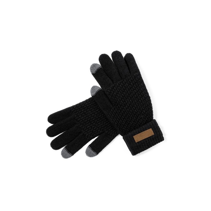 Gants Éco-responsables Tactiles Personnalisés Demsey pas cher Couleurs : noir Matières : polyester recyclé impression haute défi