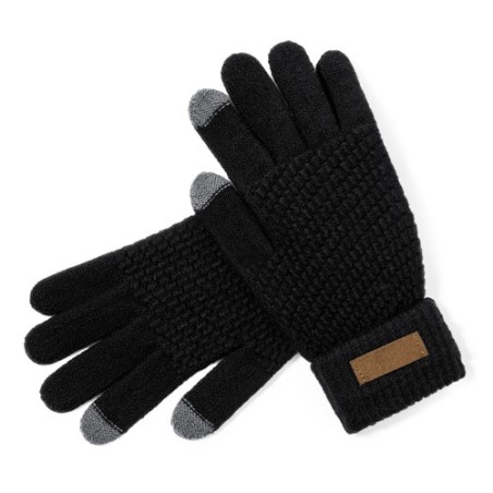 Gants Éco-responsables Tactiles Personnalisés Demsey pas cher Couleurs : noir Matières : polyester recyclé impression haute défi