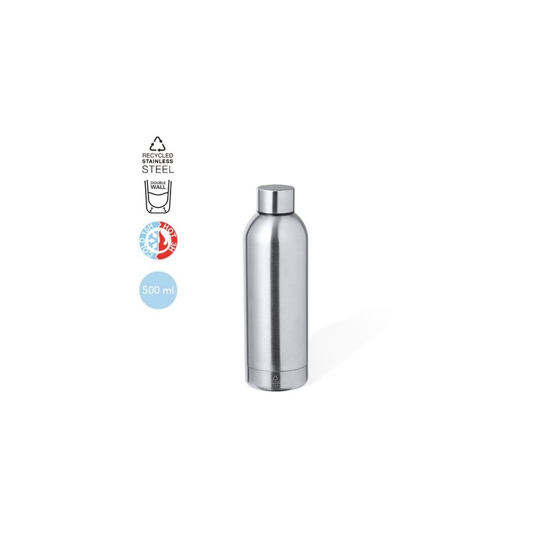 Bouteille Isotherme Éco-responsable Thermique - Hilker Couleurs : argenté Matières : acier inoxydable recyclé marquage laser ult