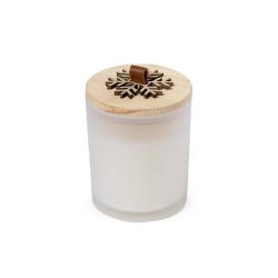 Bougie Aromatique Personnalisée en Verre au Parfum de Noël et Vanille - Lilnax Matières : bois Couleurs : blanc