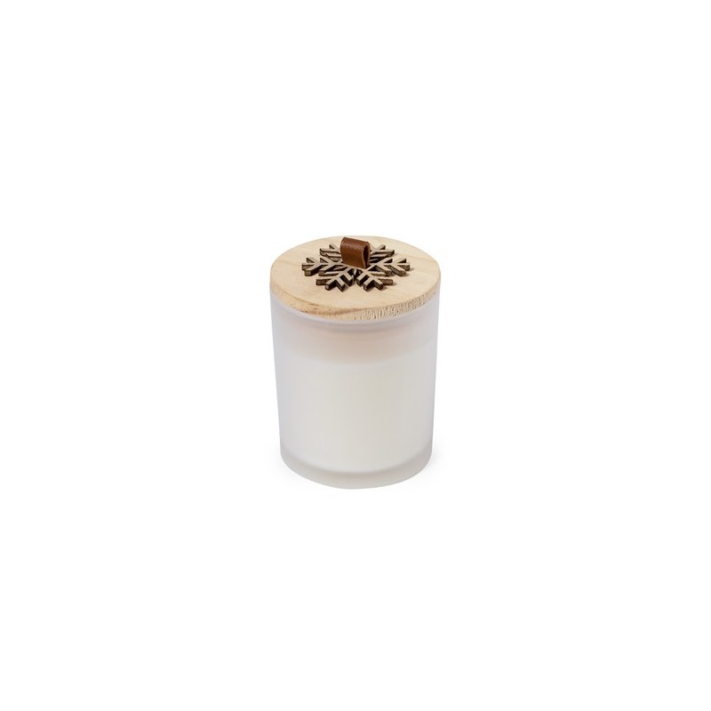 Bougie Aromatique Personnalisée en Verre au Parfum de Noël et Vanille - Lilnax Matières : bois Couleurs : blanc