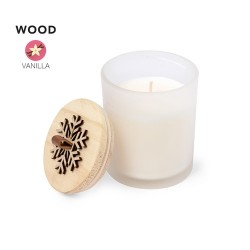 Bougie Aromatique Personnalisée en Verre au Parfum de Noël et Vanille - Lilnax Matières : bois Couleurs : blanc 2