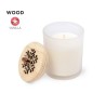 Bougie Aromatique Personnalisée en Verre au Parfum de Noël et Vanille - Lilnax Matières : bois Couleurs : blanc personnalisable 