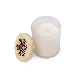 Bougie Aromatique Personnalisée en Verre au Parfum de Noël et Vanille - Lilnax Matières : bois Couleurs : blanc livraison expres