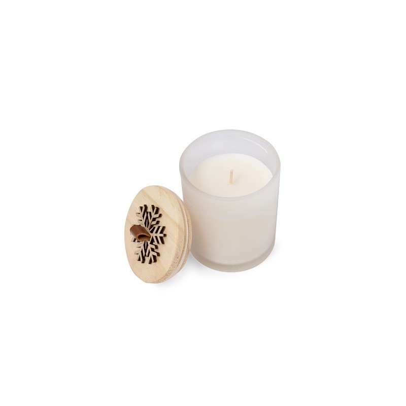 Bougie Aromatique Personnalisée en Verre au Parfum de Noël et Vanille - Lilnax Matières : bois Couleurs : blanc livraison expres