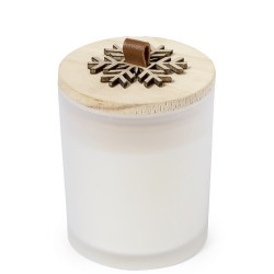 Bougie Aromatique Personnalisée en Verre au Parfum de Noël et Vanille - Lilnax Matières : bois Couleurs : blanc objet promotionn