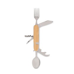 Couverts multifonctions personnalisés idéaux pour le camping - SUBETE Matières : acier inoxydable Couleurs : bois