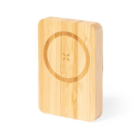 Chargeur Éco-responsable Sans Fil Personnalisé de 10000 mAh Dobson Matières : bambou personnalisable avec votre logo