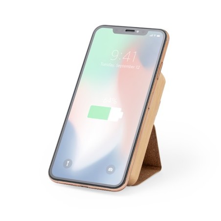 Chargeur Éco-responsable Sans Fil Personnalisé de 10000 mAh Dobson Matières : bambou marquage laser ultra précis