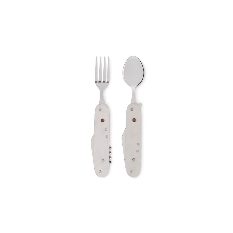 Couverts multifonctions personnalisés idéaux pour le camping - SUBETE Matières : acier inoxydable Couleurs : bois personnalisabl